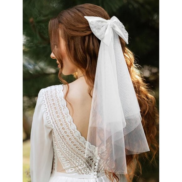 🆕 Women White Clip Bachelorette Party Decorations Pearl Bow Accessories - Picture 7 of 7